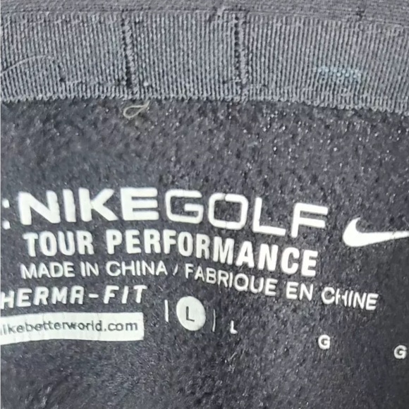 Nike Sweater Mens Large Black Solid Quarter Zip Tour Performance Therma Fit - Picture 6 of 10